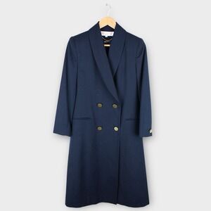 Vintage Bert Newman Petite 2 Navy Wool Double Breasted Coat Made in USA